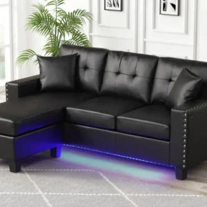 Messi Black PU Sectional Set