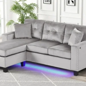 Messi Grey Velvet Sectional Set